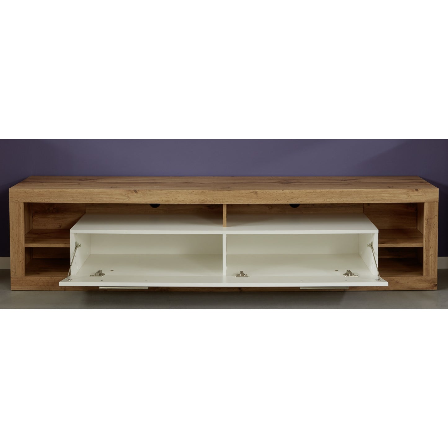 Emilia White Gloss and Oak TV Stand Up to 88 Inch - FurniComp