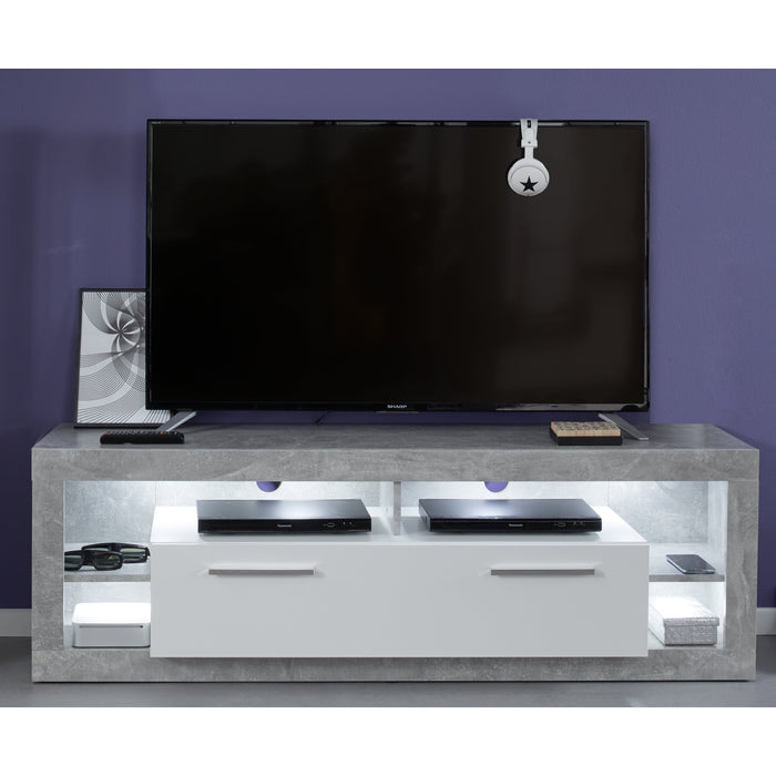 Emilia White Gloss and Stone Grey TV Stand Up to 65 Inch - FurniComp