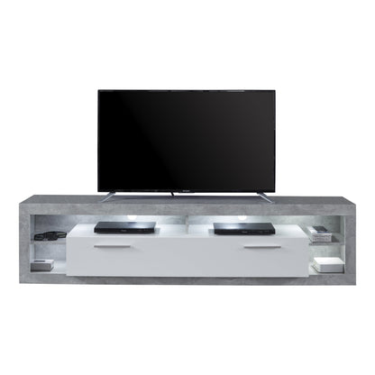 Emilia White Gloss and Stone Grey TV Stand Up to 88 Inch - FurniComp