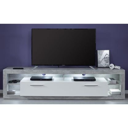 Emilia White Gloss and Stone Grey TV Stand Up to 88 Inch - FurniComp