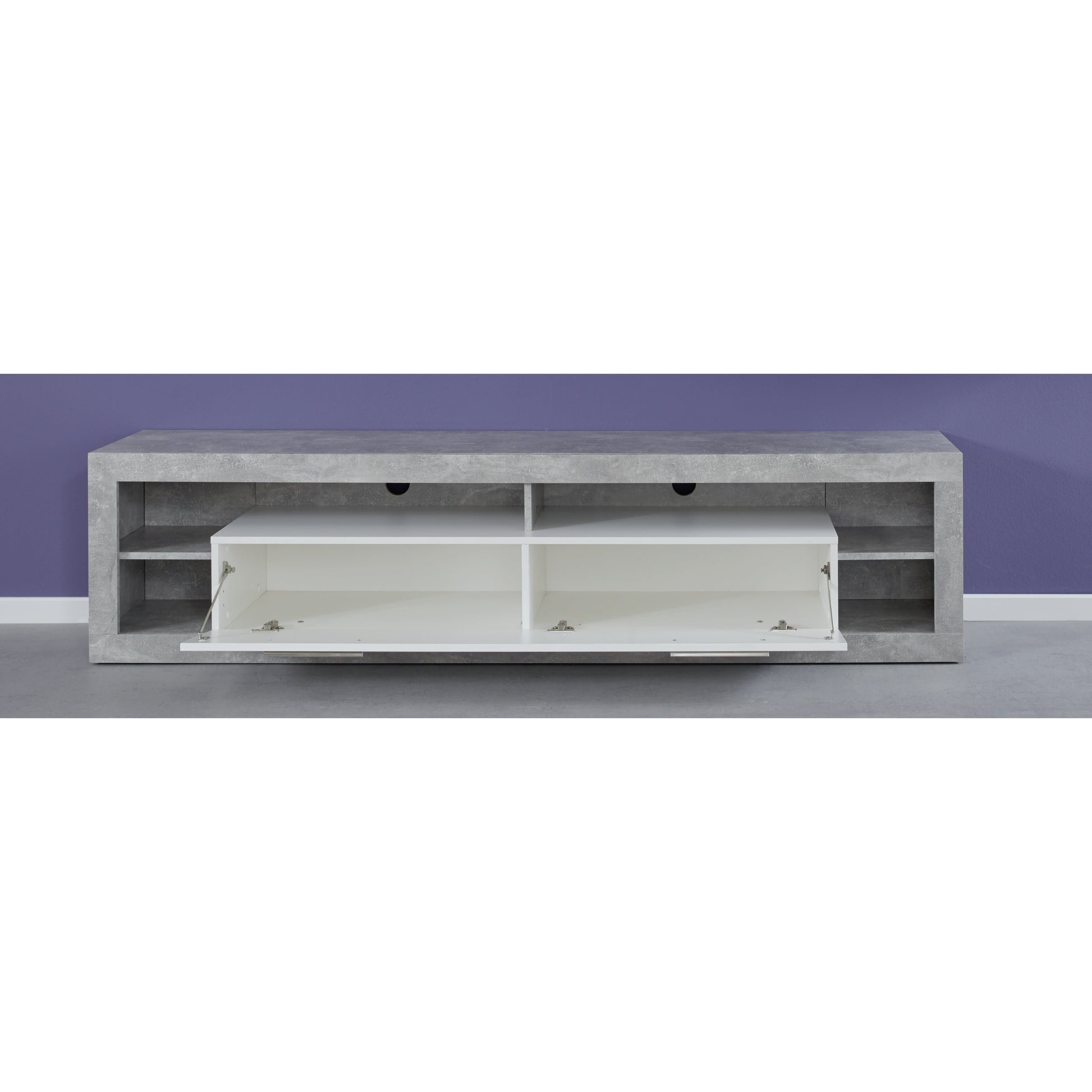 Emilia White Gloss and Stone Grey TV Stand Up to 88 Inch - FurniComp