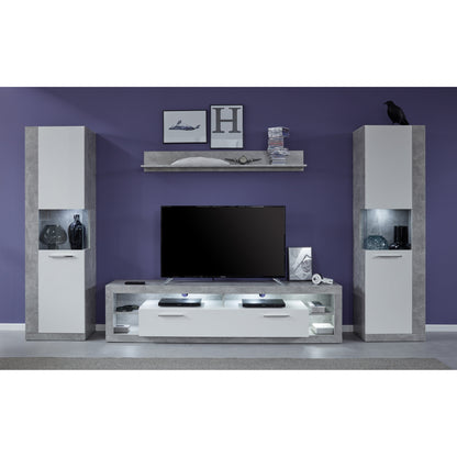 Emilia White Gloss and Stone Grey TV Stand Up to 88 Inch - FurniComp