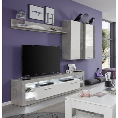 Emilia White Gloss and Stone Grey TV Stand Up to 88 Inch - FurniComp