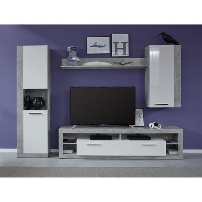 Emilia White Gloss and Stone Grey TV Stand Up to 88 Inch - FurniComp