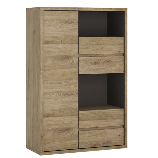 Faroe Oak 1 Door 4 Drawer Display Cabinet - FurniComp