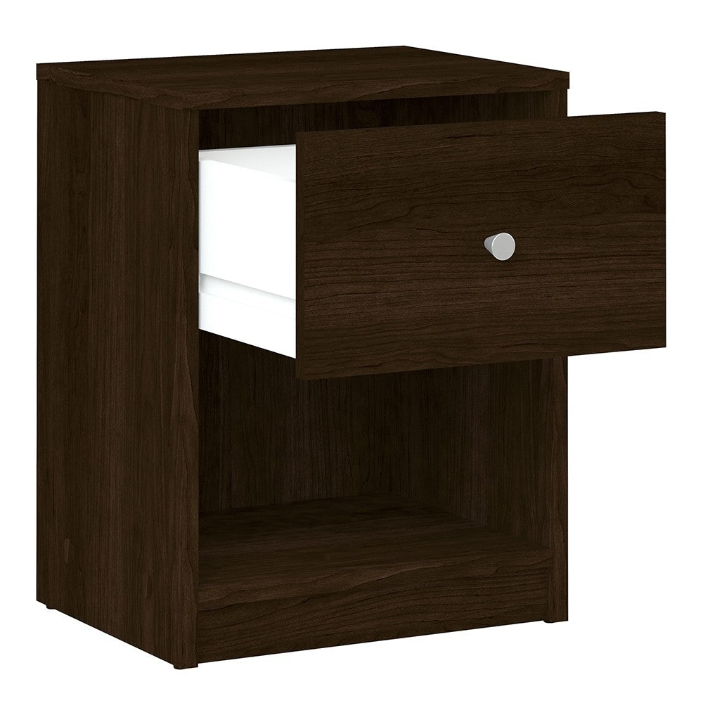 Felix 1 Drawer Dark Walnut Bedside - FurniComp