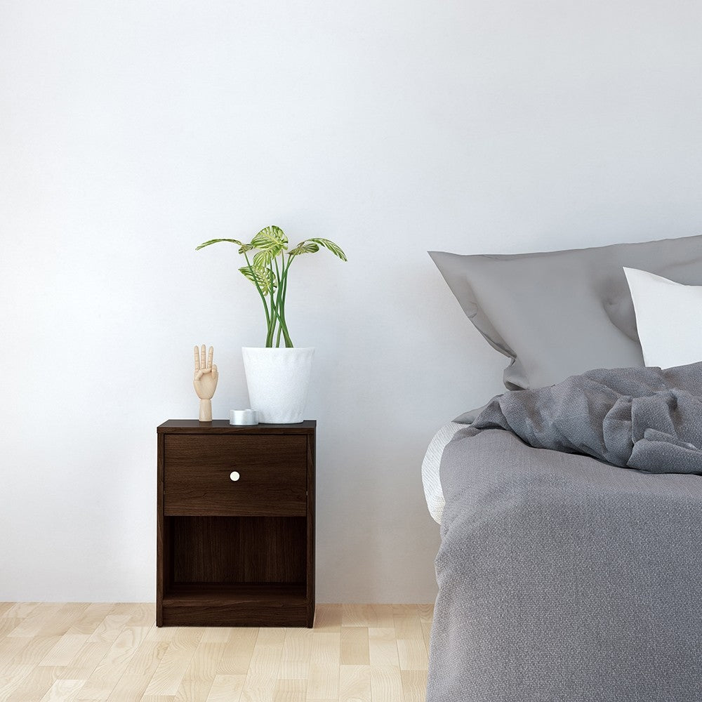 Felix 1 Drawer Dark Walnut Bedside - FurniComp