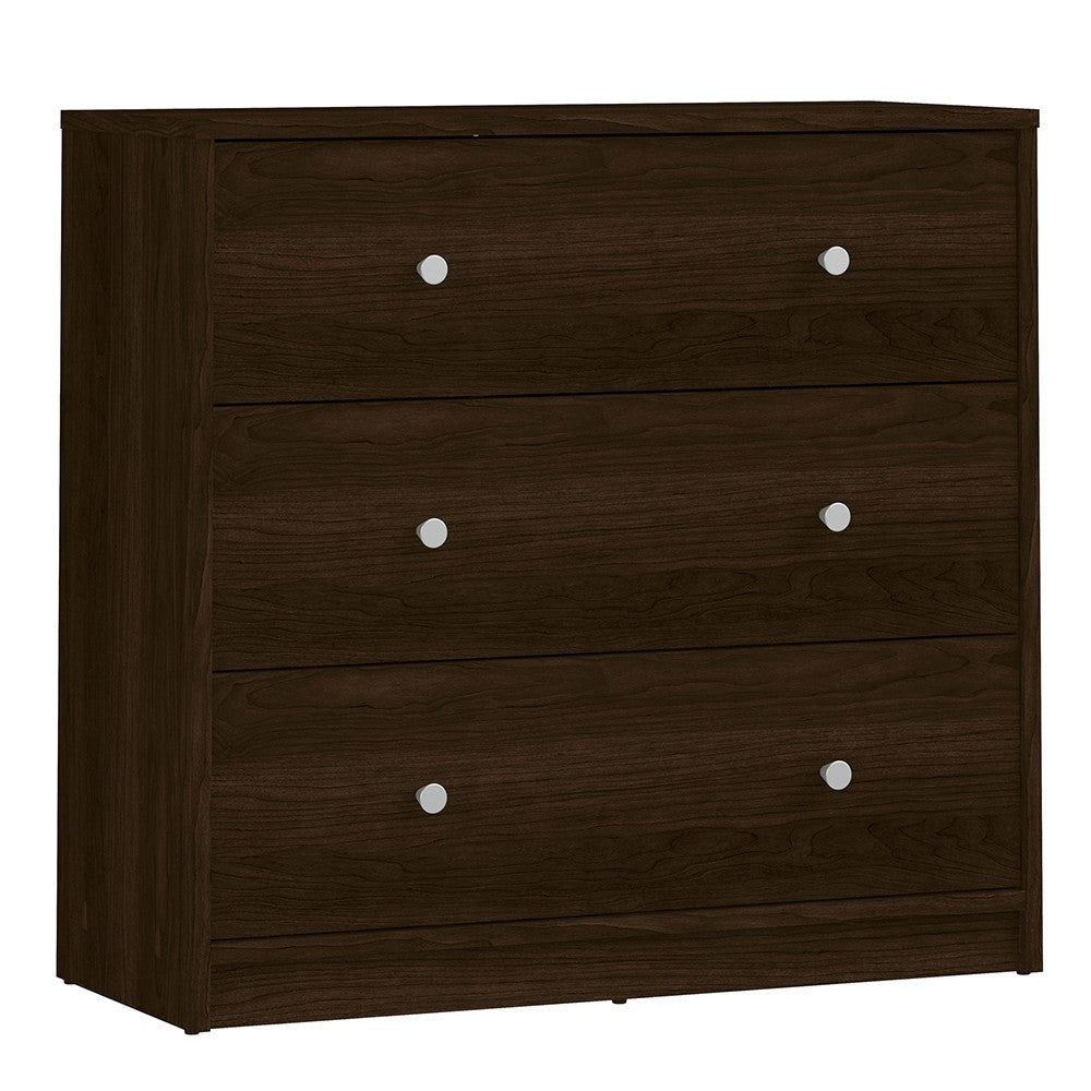 Felix 3 Drawers Dark Walnut Chest of Drawer - FurniComp