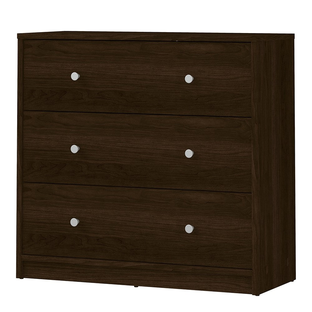 Felix 3 Drawers Dark Walnut Chest of Drawer - FurniComp