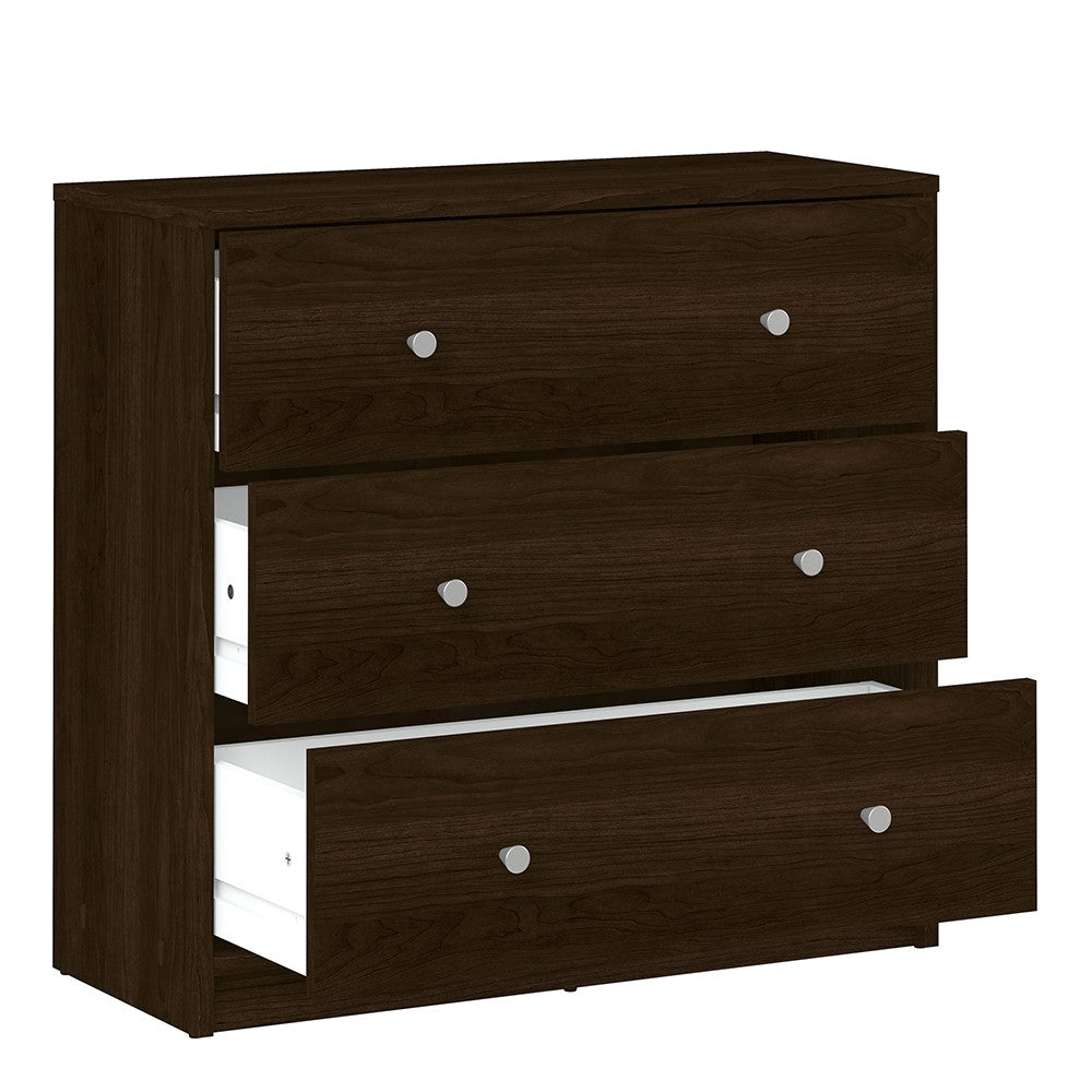 Felix 3 Drawers Dark Walnut Chest of Drawer - FurniComp