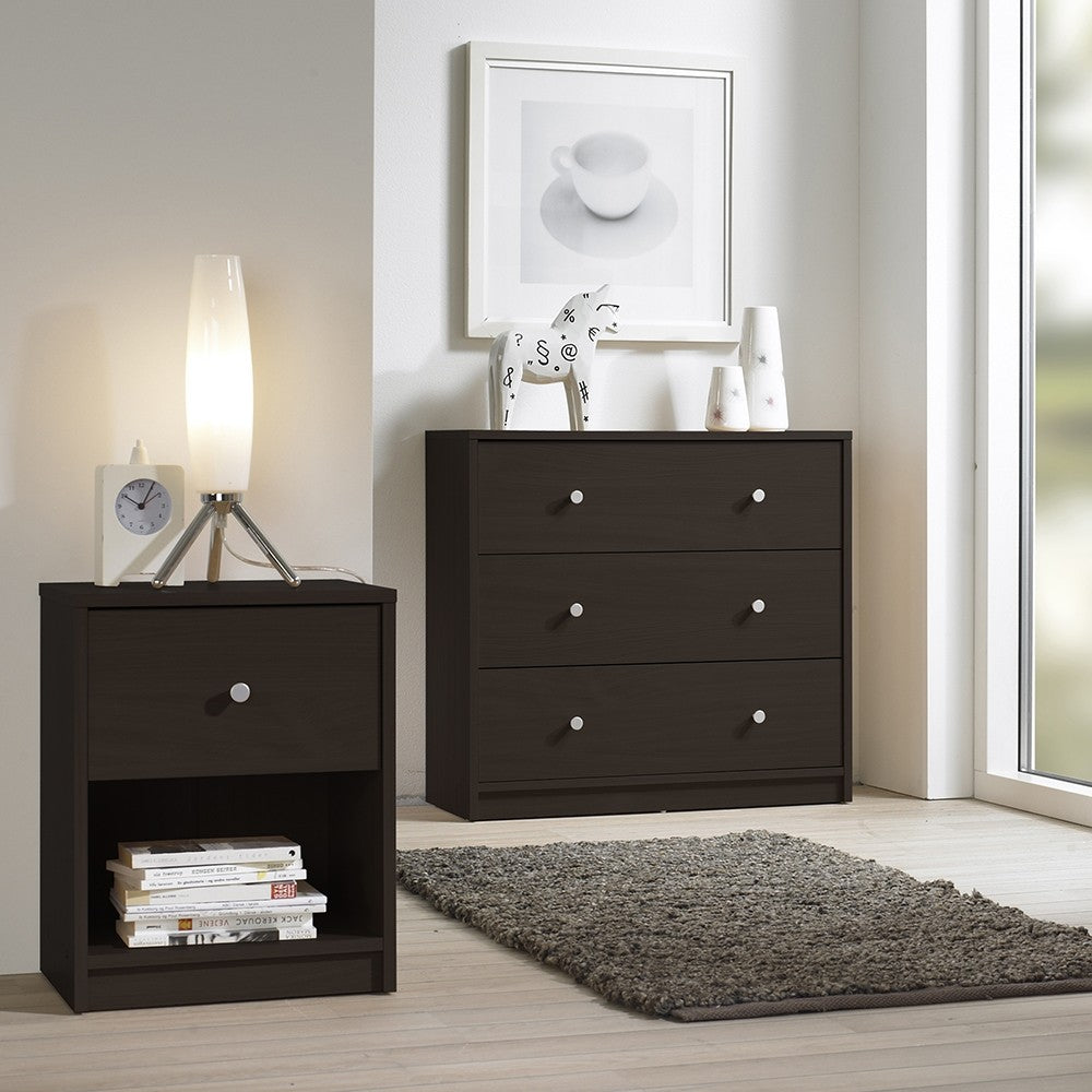Felix 3 Drawers Dark Walnut Chest of Drawer - FurniComp