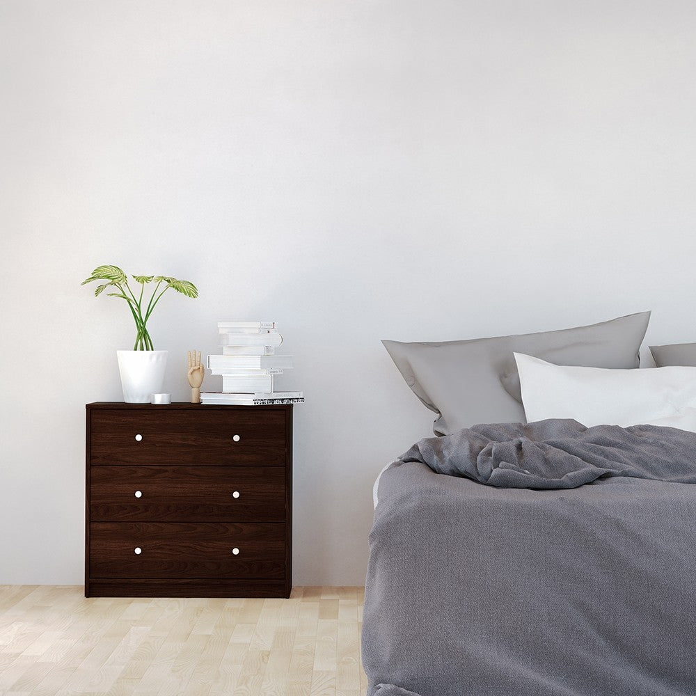Felix 3 Drawers Dark Walnut Chest of Drawer - FurniComp