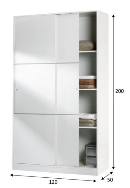 Finley Small 120cm White Sliding Door Wardrobe - FurniComp