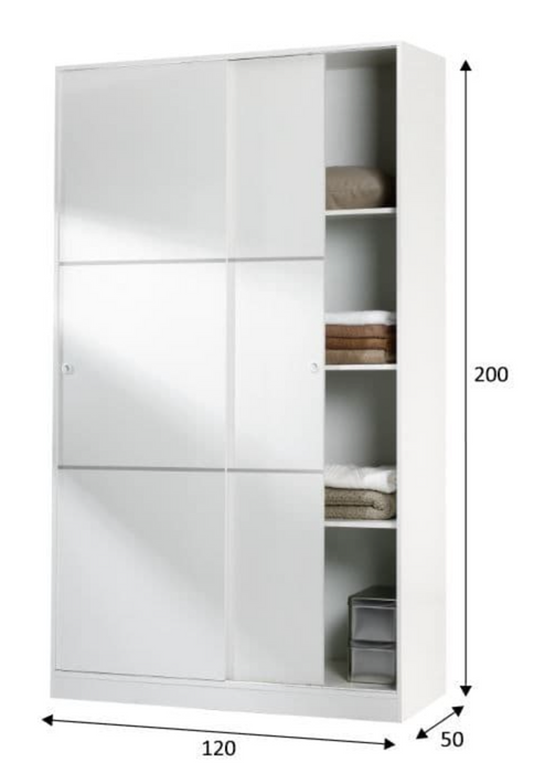 Finley Small 120cm White Sliding Door Wardrobe FurniComp