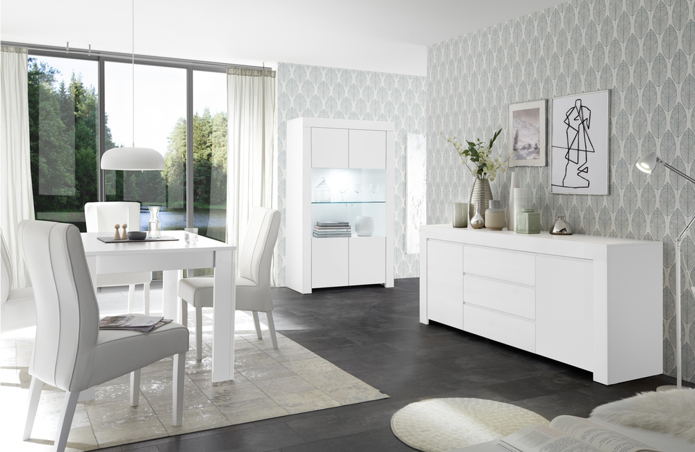 Roma Matt White 2 Door 3 Drawer Wide Sideboard - FurniComp