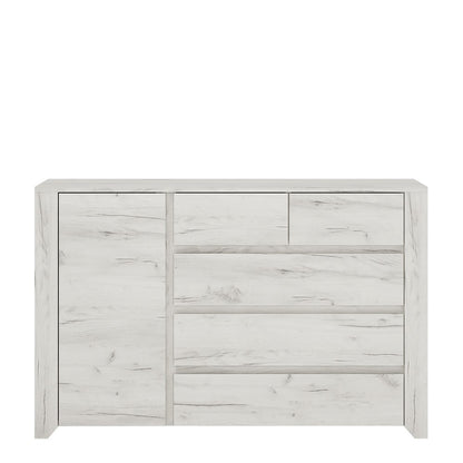 Florence White Oak 1 Door 2+3 Drawer Chest of Drawer - FurniComp