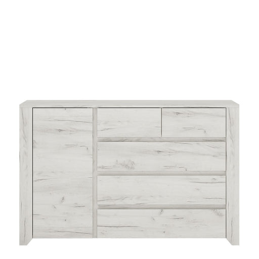 Florence White Oak 1 Door 2+3 Drawer Chest of Drawer - FurniComp