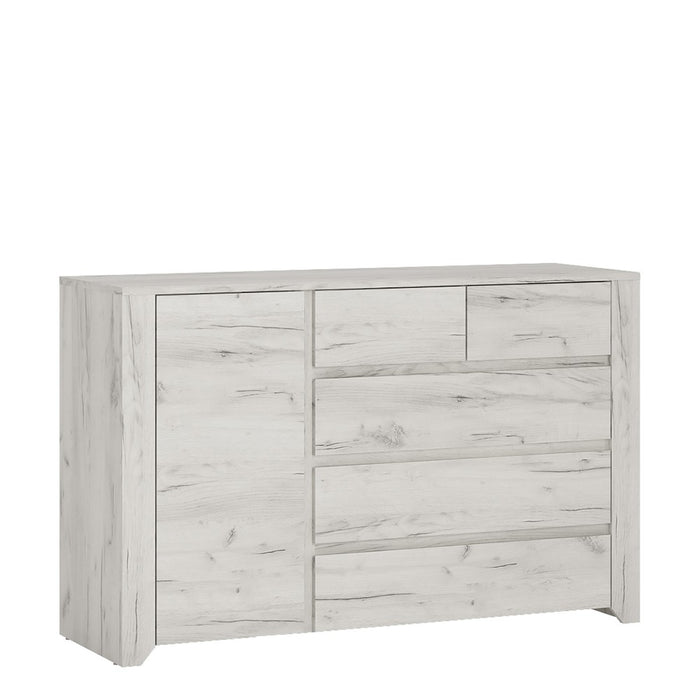 Florence White Oak 1 Door 2+3 Drawer Chest of Drawer - FurniComp