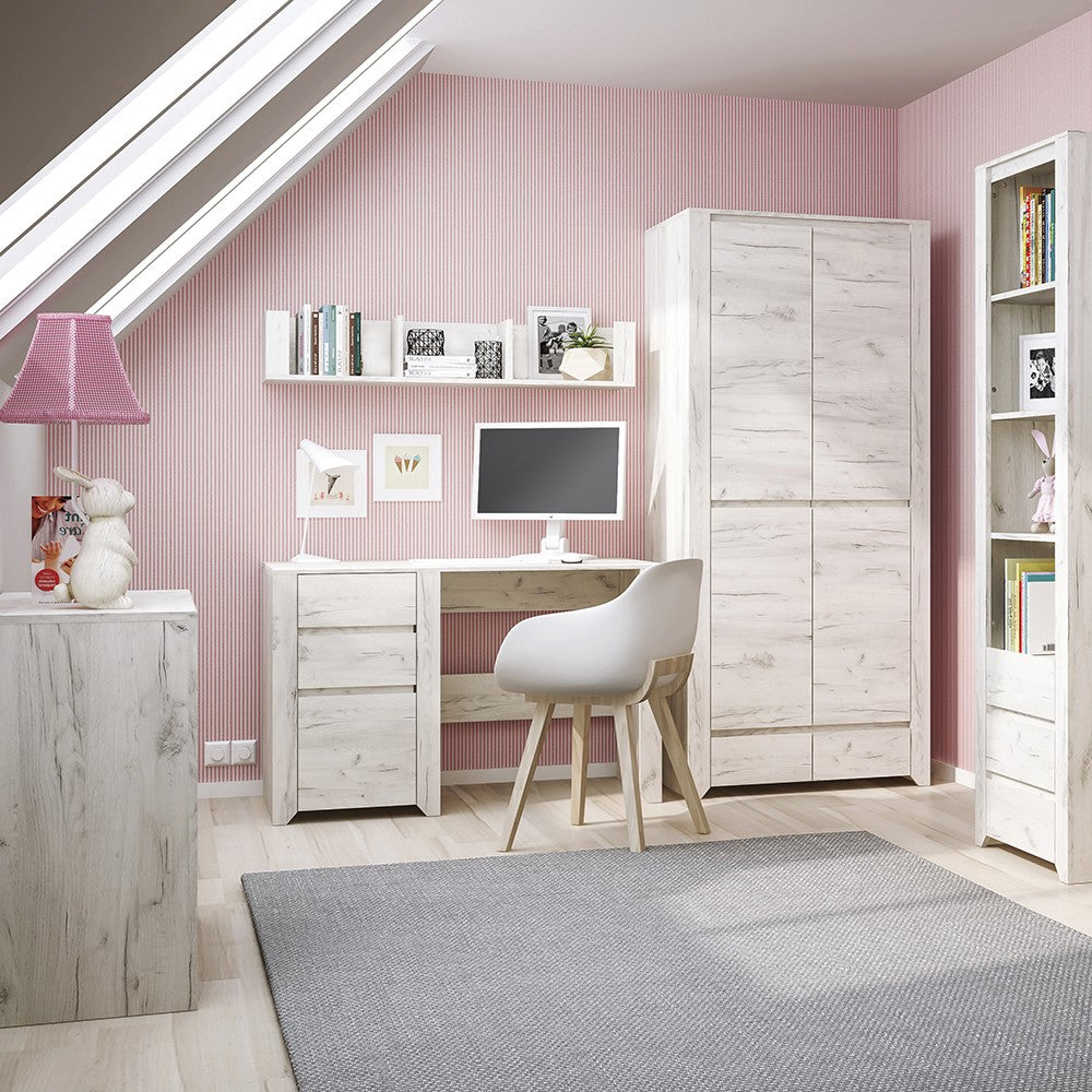Florence White Oak 1 Door 2+3 Drawer Chest of Drawer - FurniComp