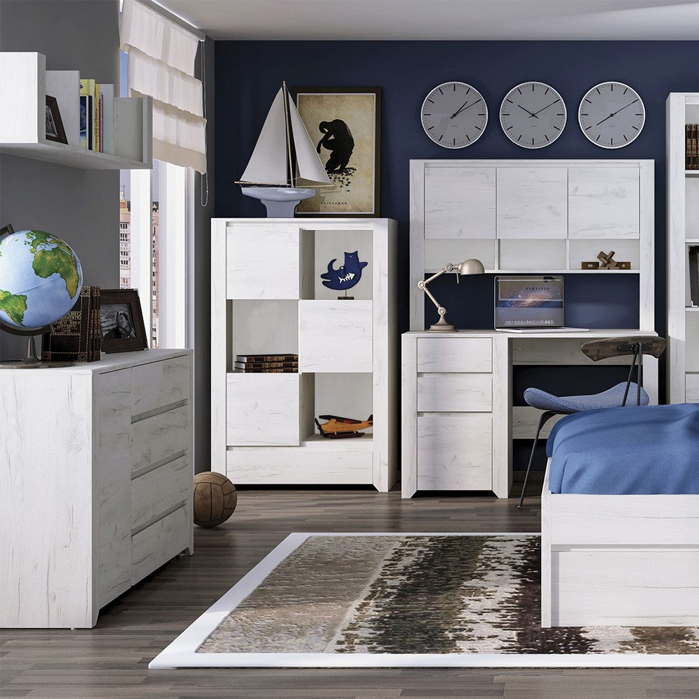 Florence White Oak 1 Door 2+3 Drawer Chest of Drawer - FurniComp