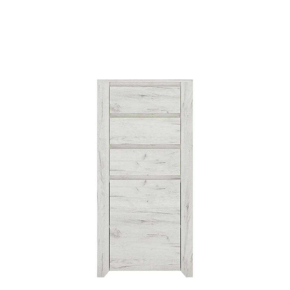 Florence White Oak 1 Door 3 Drawer Chest of Drawer - FurniComp
