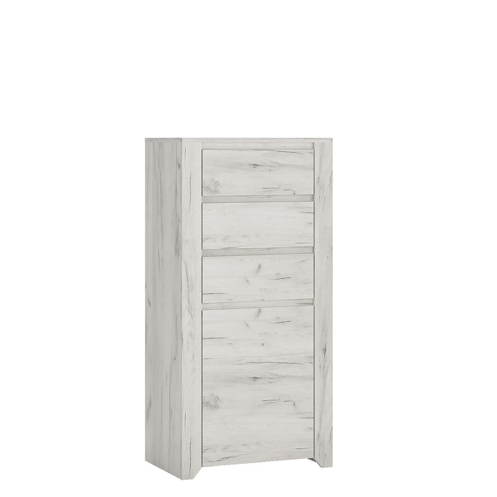 Florence White Oak 1 Door 3 Drawer Chest of Drawer - FurniComp