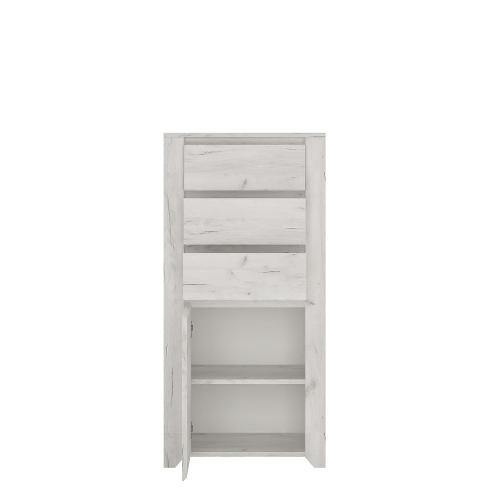 Florence White Oak 1 Door 3 Drawer Chest of Drawer - FurniComp