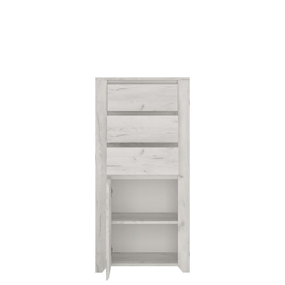 Florence White Oak 1 Door 3 Drawer Chest of Drawer - FurniComp
