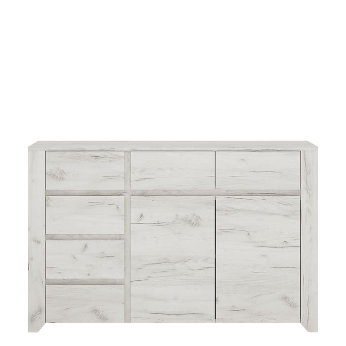 Florence White Oak 2 Door 3+3 Drawer Wide Chest of Drawer - FurniComp