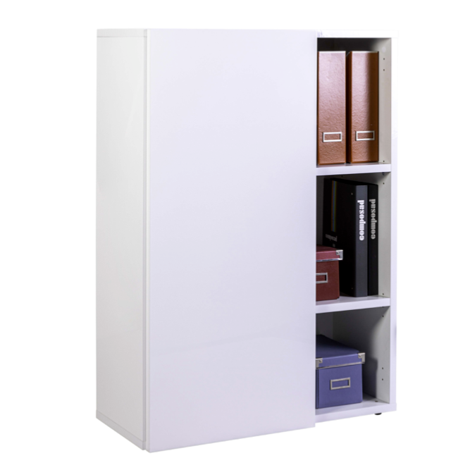 Formia 1 Door White Gloss Bookcase/Filing Cabinet - FurniComp