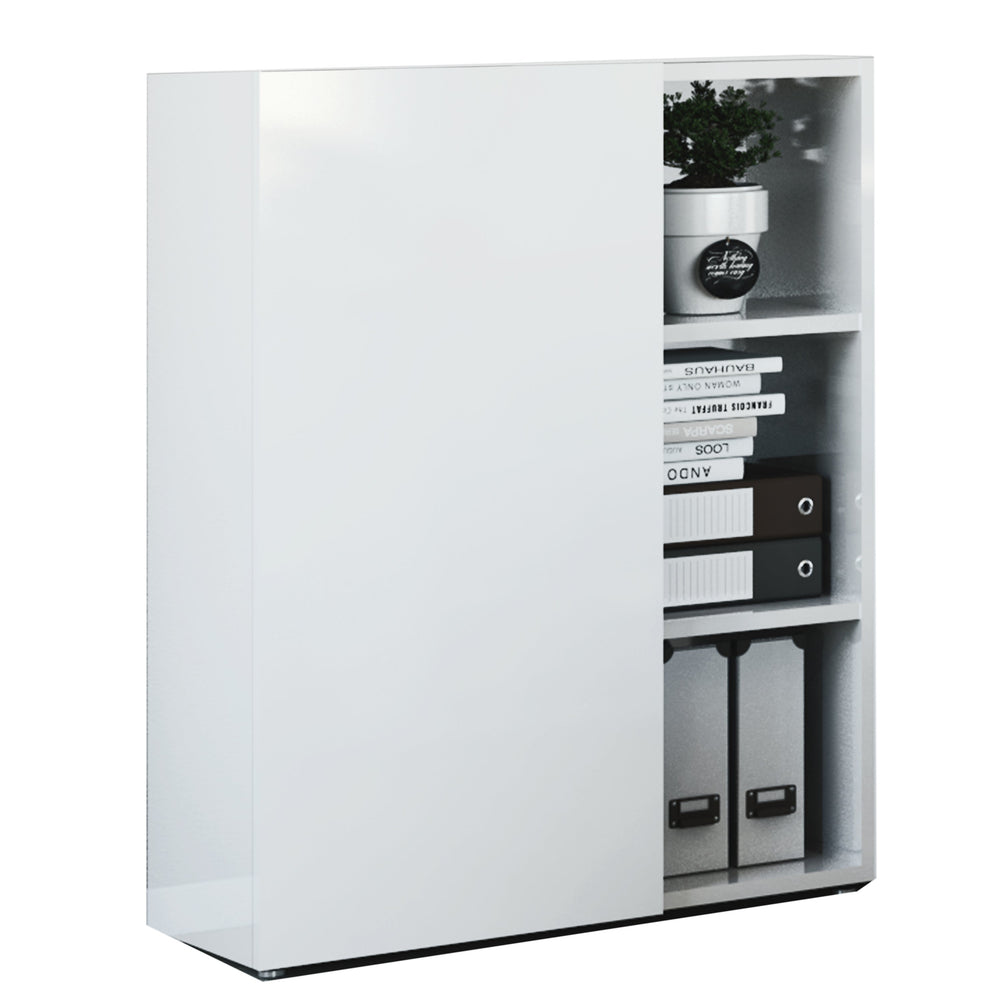Formia 1 Door White Gloss Bookcase/Filing Cabinet - FurniComp