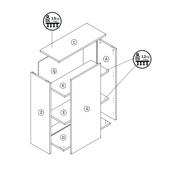 Formia 1 Door White Gloss Bookcase/Filing Cabinet - FurniComp