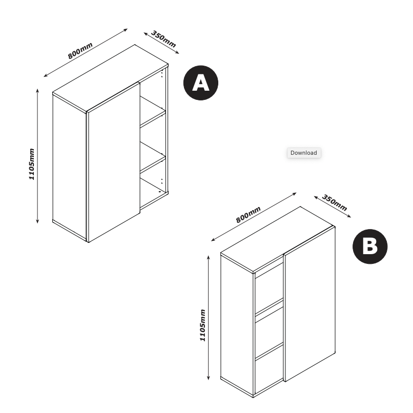 Formia 1 Door White Gloss Bookcase/Filing Cabinet - FurniComp
