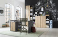 Formia Large Grey and Oak Desk with Storage Cupboard - FurniComp