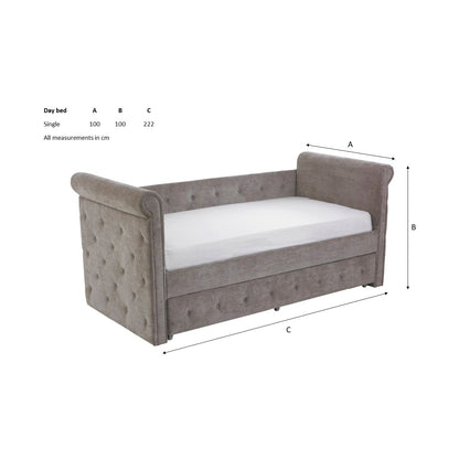 Fortis Silver Velvet Daybed with Trundle - FurniComp