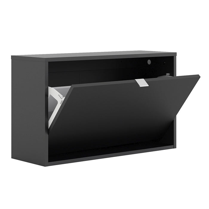 Function 1 Tilting Door 2 Layer Black Shoe Cabinet - FurniComp