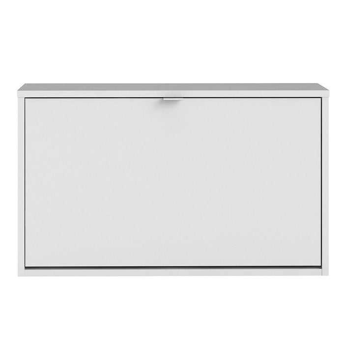 Function 1 Tilting Door 2 Layer White Shoe Cabinet - FurniComp