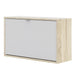 Function 1 Tilting Door 2 Layer White and Oak Shoe Cabinet - FurniComp