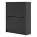Function 2 Tilting Door 2 Layer Black Shoe Cabinet - FurniComp