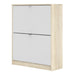 Function 2 Tilting Door 2 Layer White and Oak Shoe Cabinet - FurniComp
