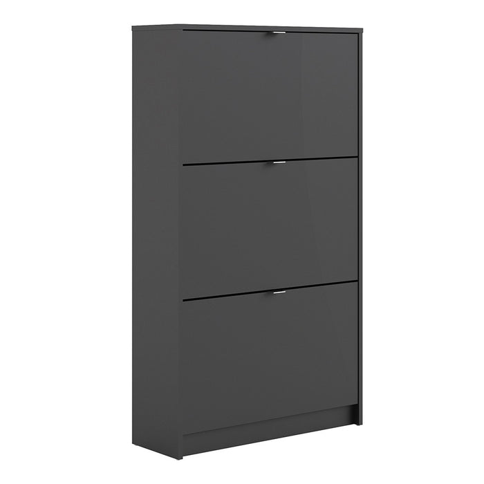 Function 3 Tilting Door 2 Layer Black Shoe Cabinet - FurniComp