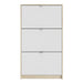 Function 3 Tilting Door 2 Layer White and Oak Shoe Cabinet - FurniComp