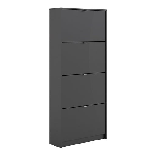 Function 4 Tilting Door 2 Layer Black Shoe Cabinet - FurniComp