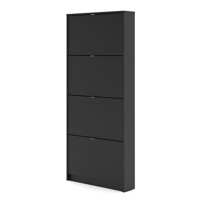 Function 4 Tilting Door Black Shoe Cabinet - FurniComp