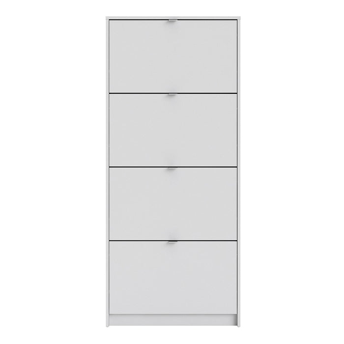 Function 4 Tilting Door White Shoe Cabinet - FurniComp
