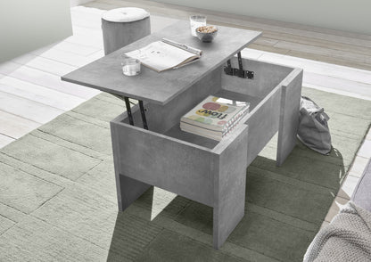 Gianna Concrete Grey Lift Up Coffee Table with Storage - FurniComp