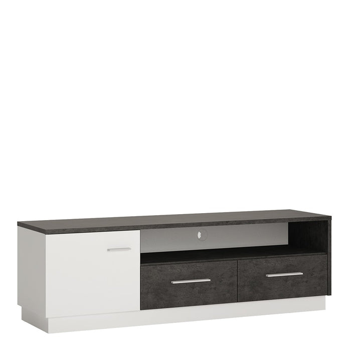 Giotto Grey and Alpine White 1 Door 2 Drawer Wide TV Unit - FurniComp