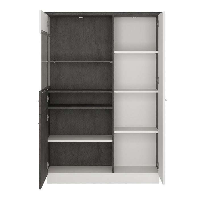 Giotto Slate Grey And Alpine White Low Display Cabinet (LH) - FurniComp