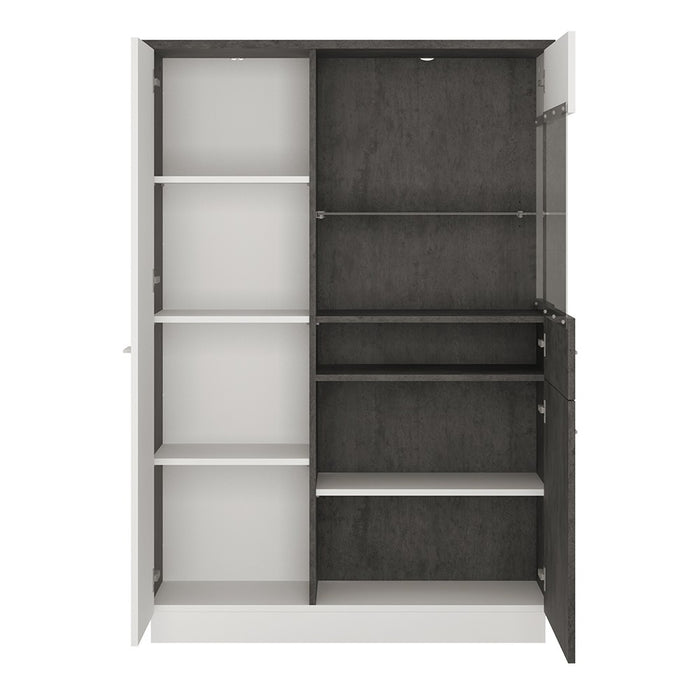 Giotto Slate Grey And Alpine White Low Display Cabinet (RH) - FurniComp