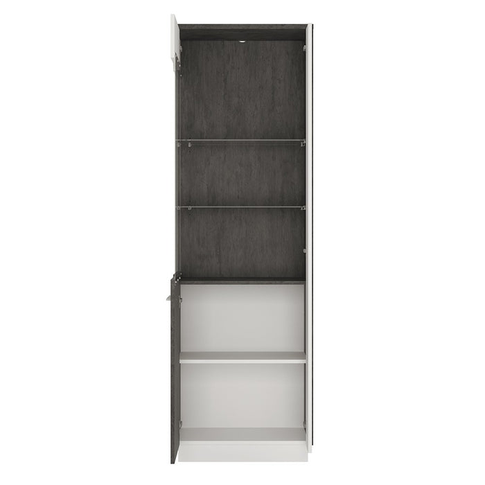Giotto Slate Grey And Alpine White Tall Glazed Display Cabinet (LH) - FurniComp